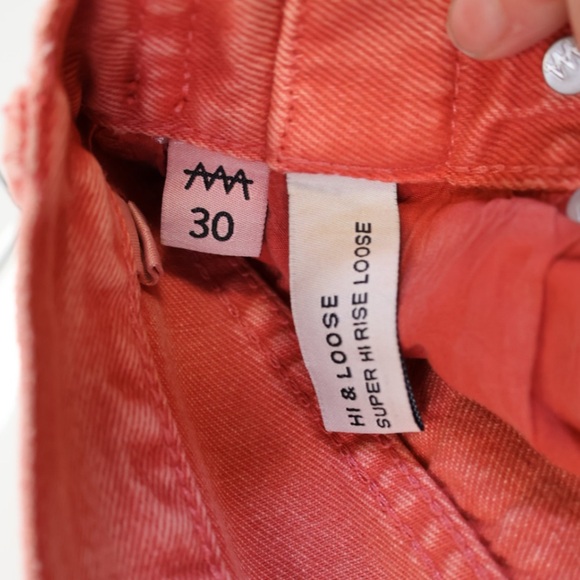 Zgy Denim Washed Red Super HiRise Loose 100% Cotton Raw Edge Jean Shorts Size 30 - Picture 3 of 8